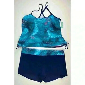 NEW! South Point Women's 24W Tropical Print Swim Tankini Top & Bottom NWT $98